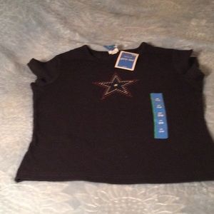 Girls Short Sleeve Tee with Blinged Out Star
